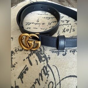 Gucci Black Belt with Gold GG Buckle